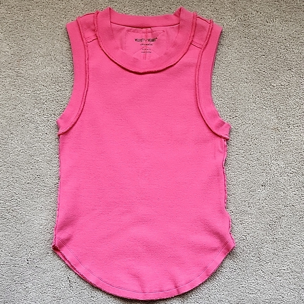 Velvet Heart Do It All Ribbed Tank XS Pink